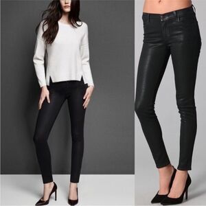 J Brand JB001244 Waxed Coated Stellar Black Skinny Jeans Size 31 Leather Look